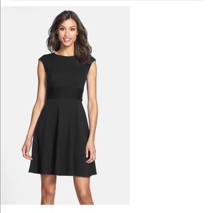 Eliza J pintucked Waist seamed Ponte Knit dress